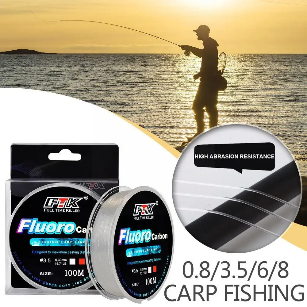 

100m Nylon Fishing Line Carbon Fiber Leader Line Fishing Sinking Fishing Wire Coating Line Lure 4 Size Fluorocarbon Y0I0