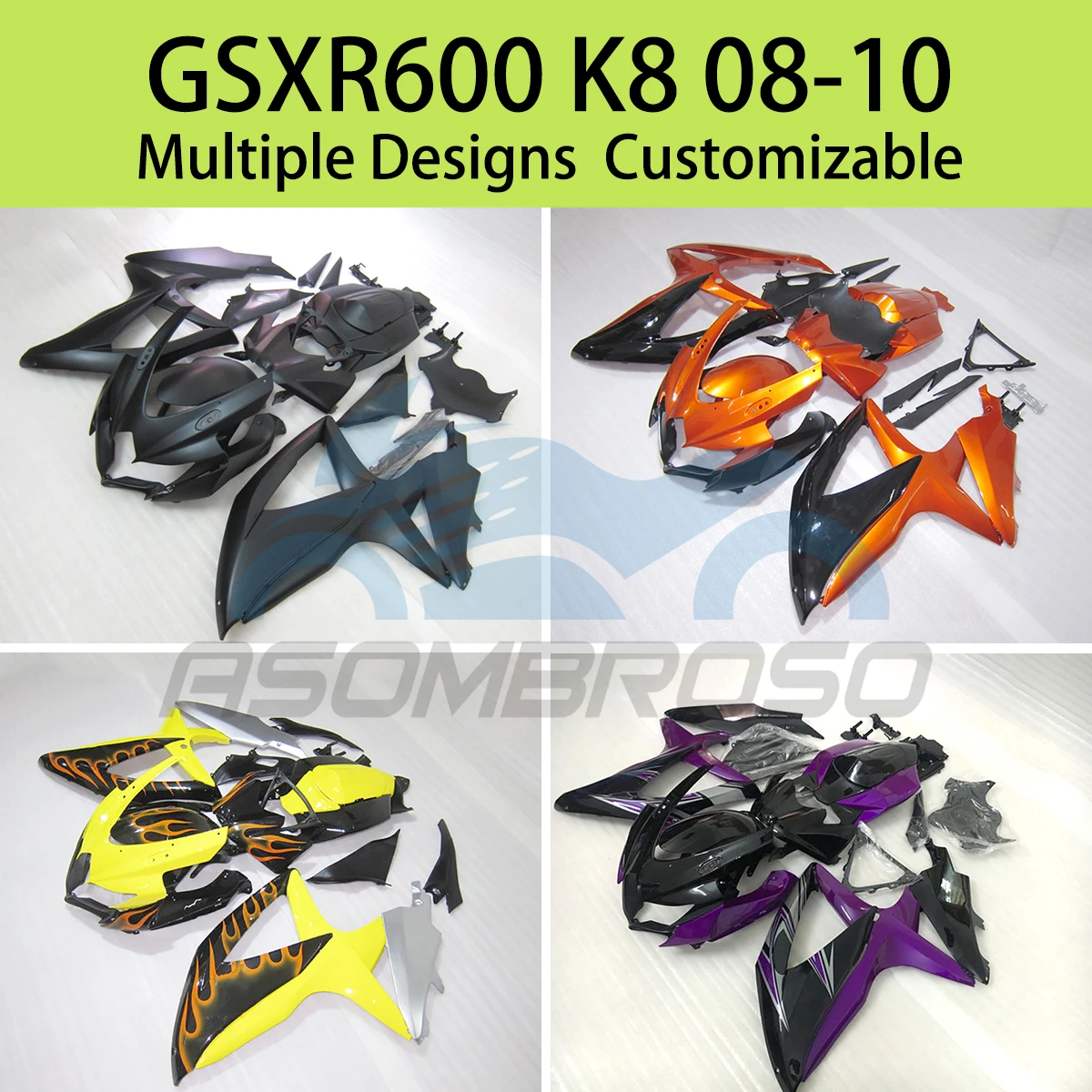 Комплект обтекателей кузова для SUZUKI GSXR 600 750 K8 2008 2009 2010 послепродажные обтекатели