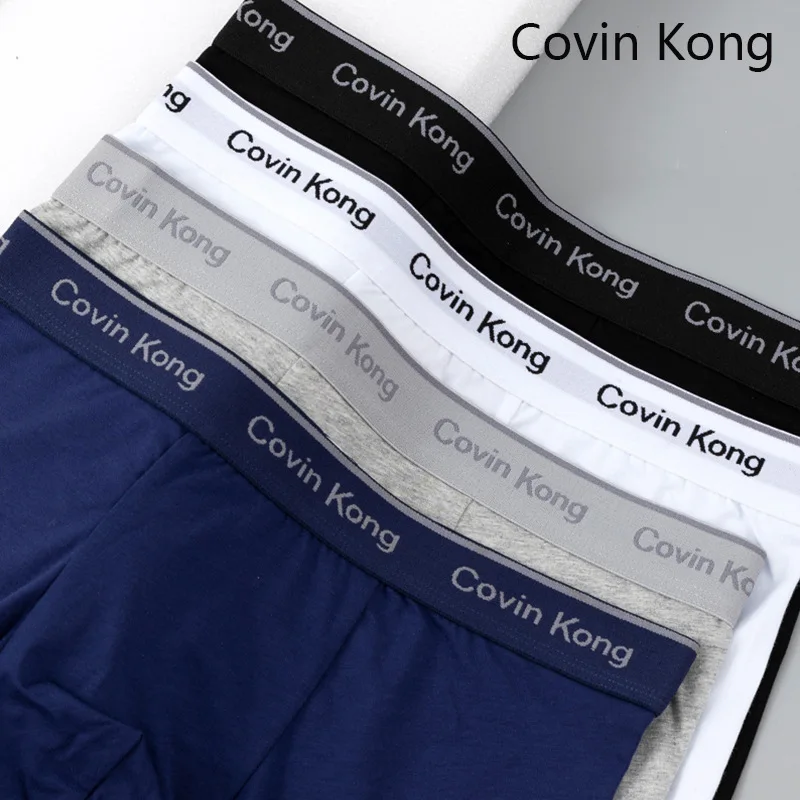 

Высококачественные мужские боксеры Covin Kong с буквенным принтом, нижнее белье, мягкие шорты-боксеры, хлопковые трусы, шорты с 3D карманом, мужск...