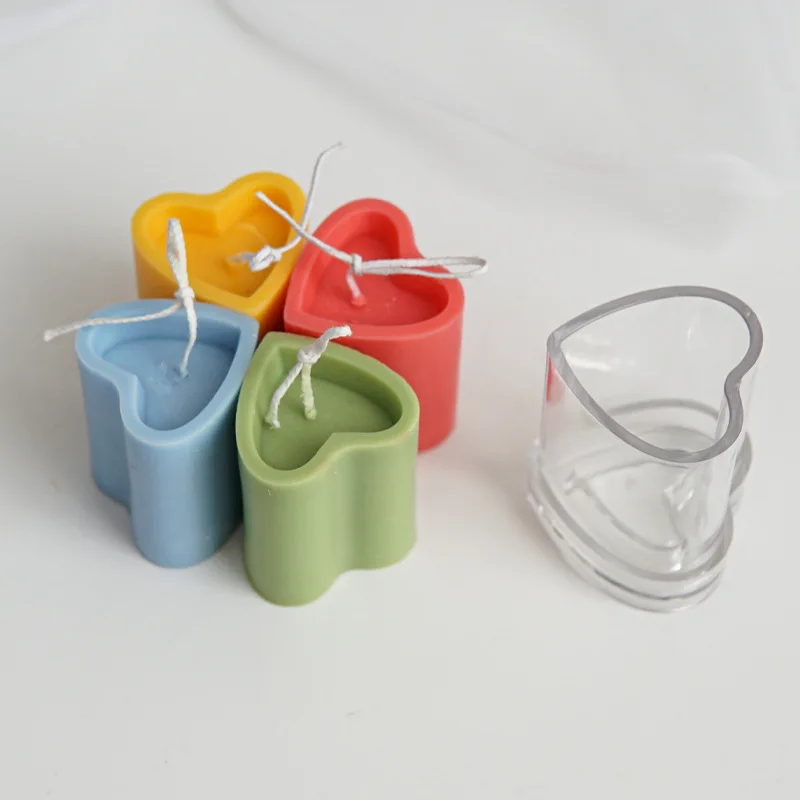 

DIY manual candle mould 3D cylindrical love concave top love candle mould plastic acrylic mould Heart shape candle mold