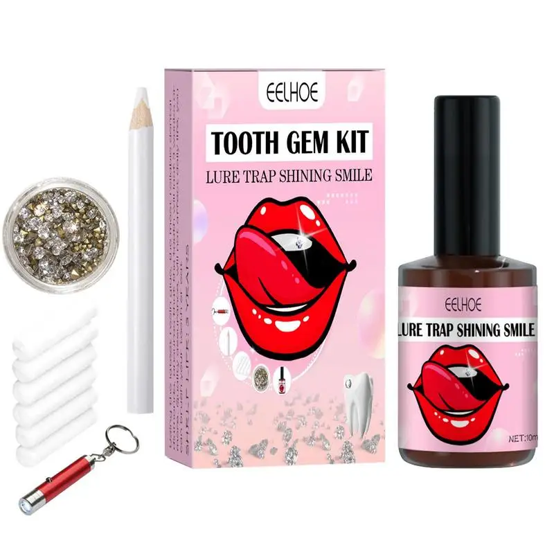 

Tooth Gem Kit White Tooth Jewelry Reflective Teeth Ornament Multifunctional DIY Tooth Gemstone Kit Reliable Tooth Decoration Gem