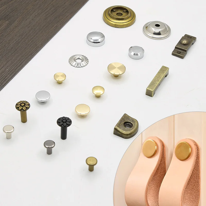

1pc Handle Buckle Brass Metal Head Buttons Alloy Screws Copper Button Accessories Japanese Leather Handle Metal Buckle Supplies