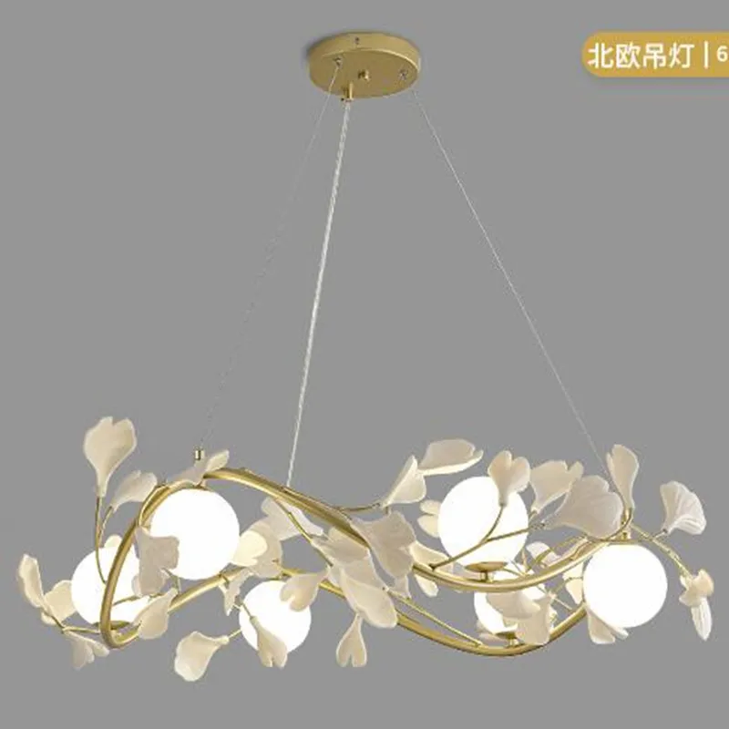 

Декоративные люстры в скандинавском стиле для гостиной, Современный домашний декор, роскошные стеклянные шарики с белыми листьями G9, Кухонное освещение, золотые люстры
