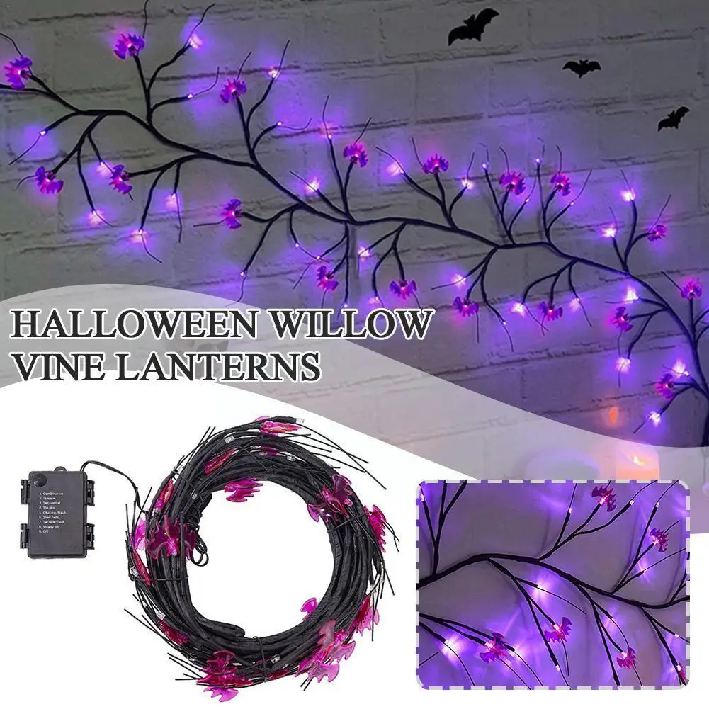 

Halloween Willow Vine Lanterns LED Pumpkin Bat Branch Garland Light For Indoor Outdoor Party Atmosphere Decorative Lamp S3Y7