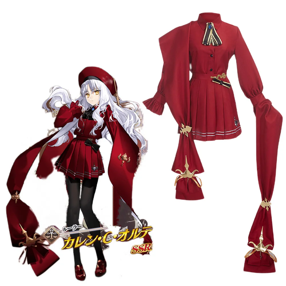 

Линейка Fgo в виде служанки Fate/grand Order Caren Hortensia костюмы для косплея Хэллоуин карнавальвечерние женское платье