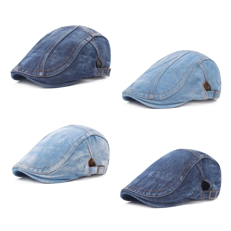 

Adult Washed Denim Stitched Cap Berets Outdoor Hat Forward Hat Jeans Hat for Women Outside Hair Accessories