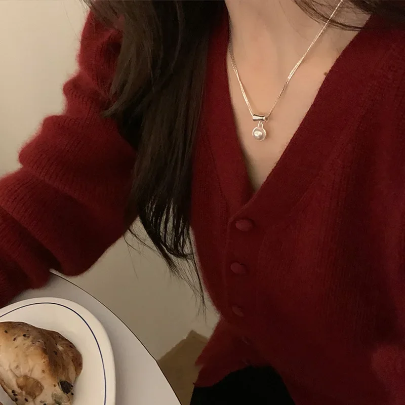 Элегантное винтажное двустороннее жемчужное ожерелье с подвеской женское