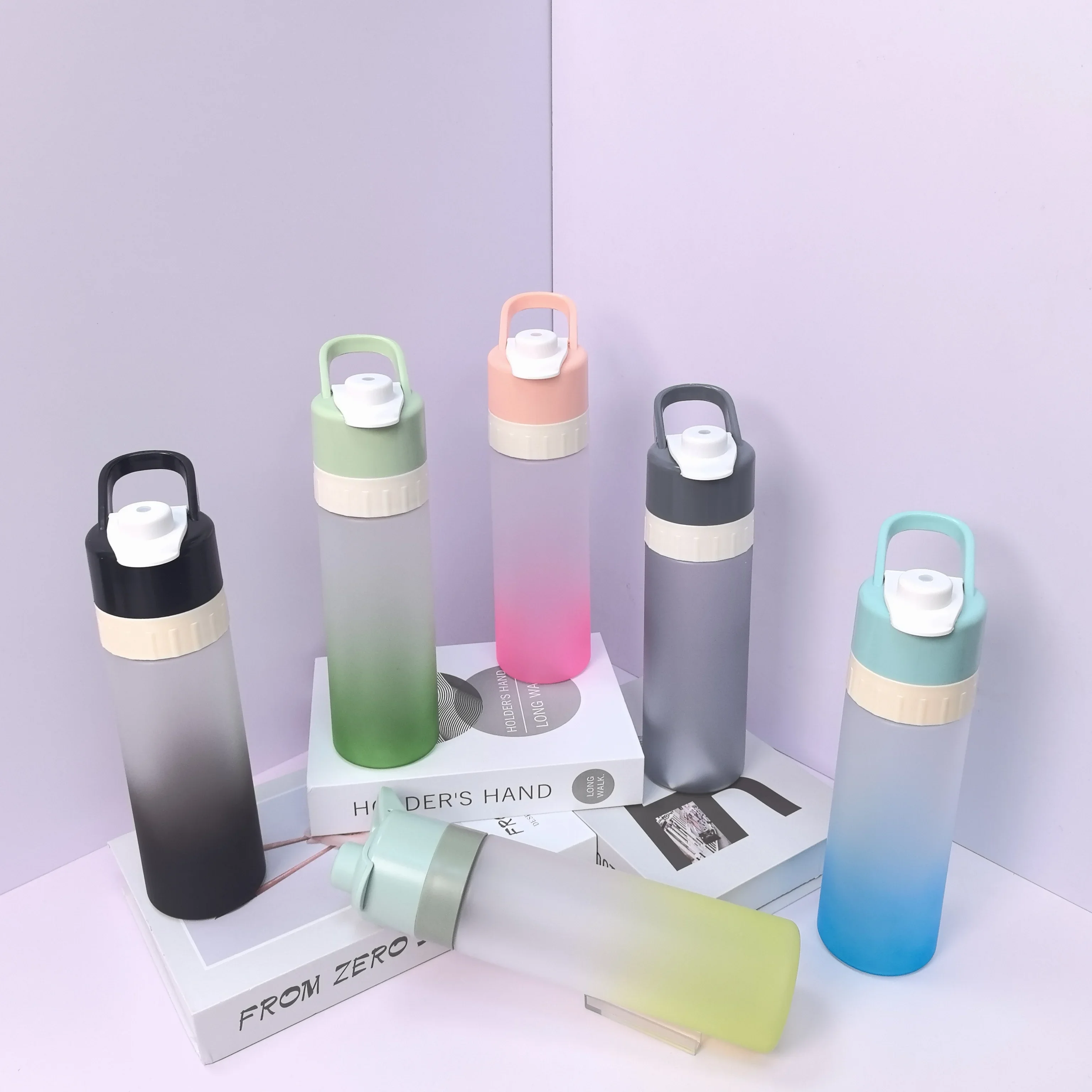 Спортивная бутылка для воды девочек 650 мл большая емкость с распылителем