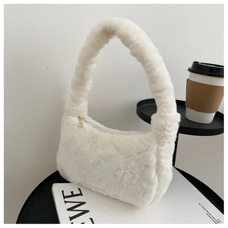 Autumn Winter Shoulder Bag Women's 2023 New Fashion Girl's Portable Plush Bag Tote Bags