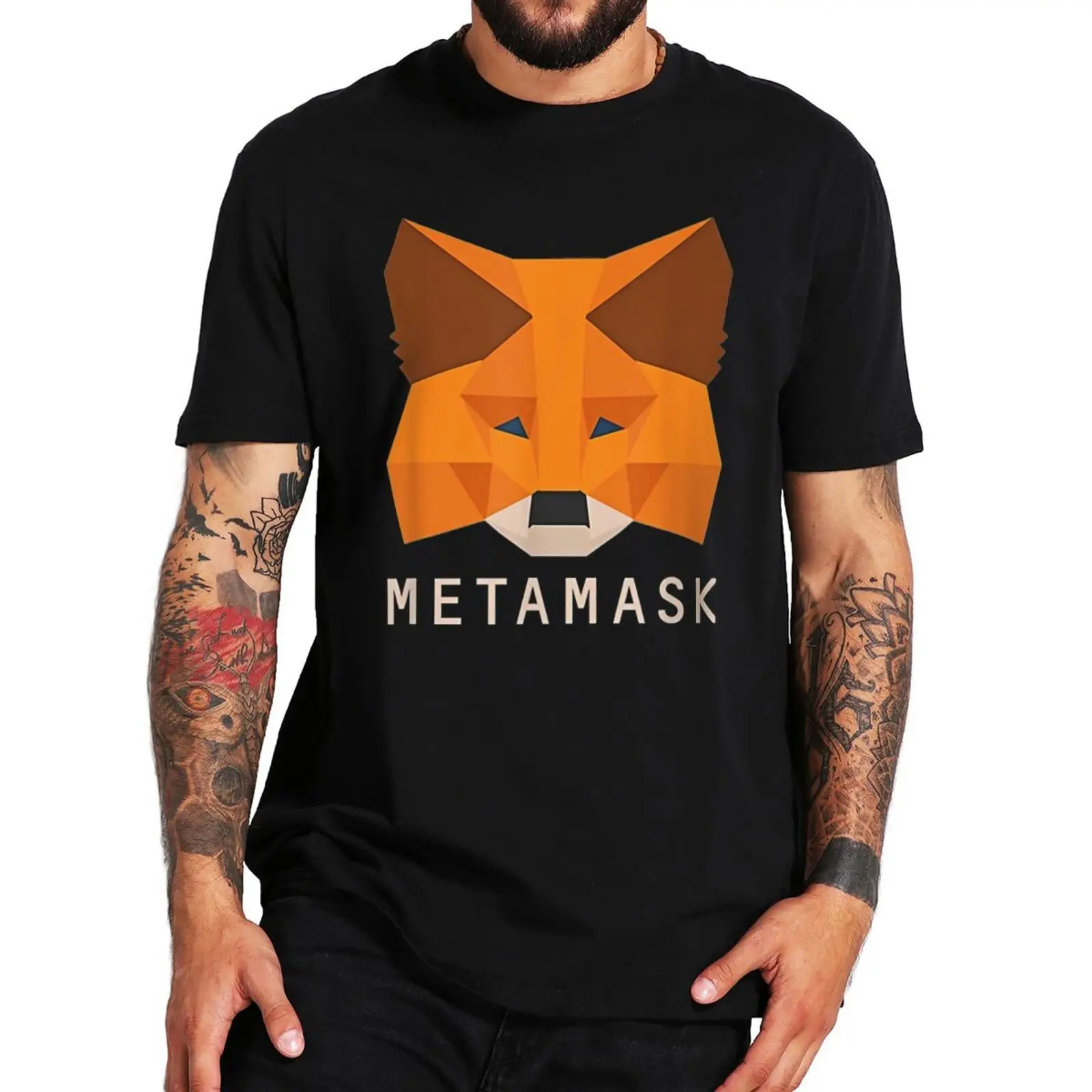 

Футболка MetaMask с принтом лисы, криптовалюты, кошелек, пуловер, криптовалюты, Повседневная летняя футболка европейского размера с круглым выр...