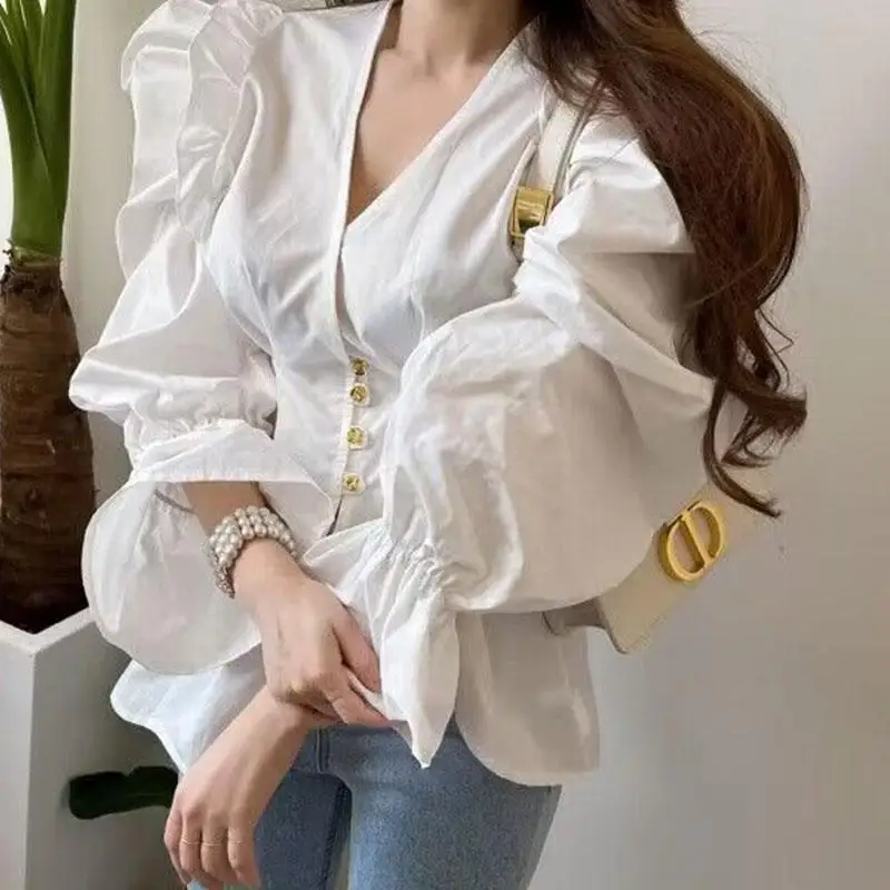 Рубашка в стиле гранж эстетичная асимметричная 2024 стильные бандажные блузки