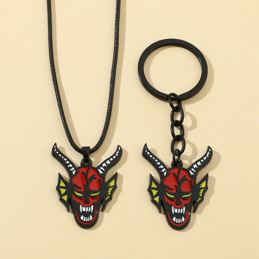 

Hellfire Club Stranger Things Keychain for Car Keys Metal Enamel Key Ring Pendant Creative Key Chain Gift for Boyfriend