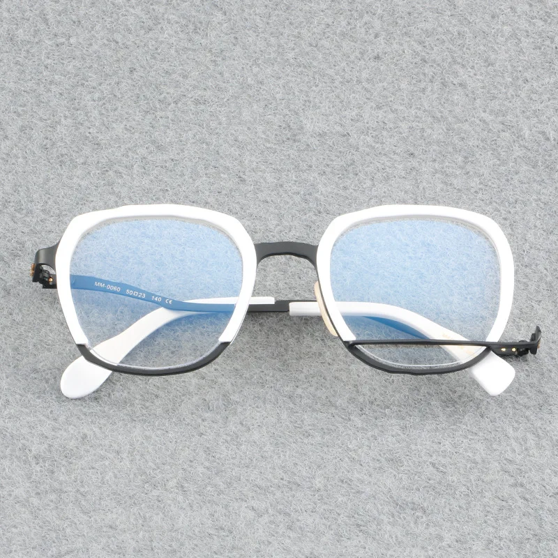 Titanium White Myopia Glasses Men Vintage Square Prescription Eyeglasses Frame Anti Blue Light Glasses 0 -1.0 1.25 1.75 2.0 2.25