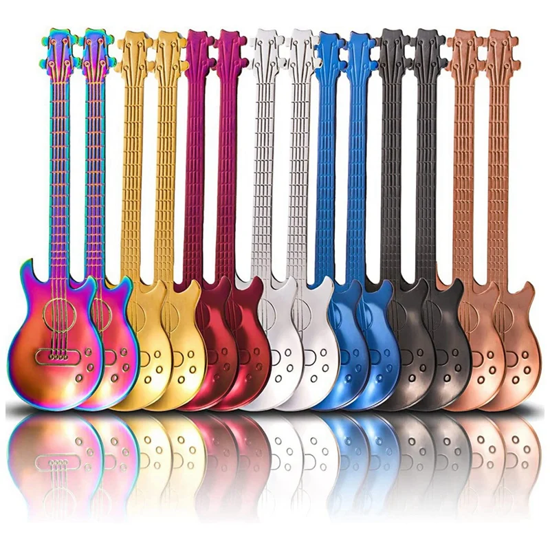 

14Pieces Guitar Coffee Spoons, Small Spoon,Creative Espresso Spoons For Dessert, Ice Cream, Tea, Stirring, Mixing