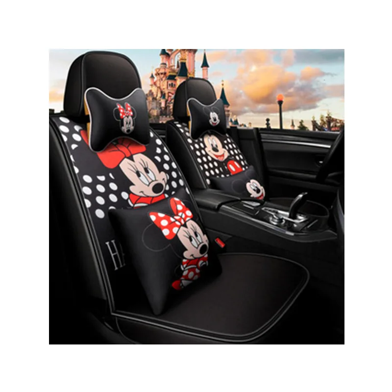 

new Cartoon Four Seasons Universal Car Cushion Breathable Practical Cute Mickey Mousefor Car Assessoires Interior for Women Girl