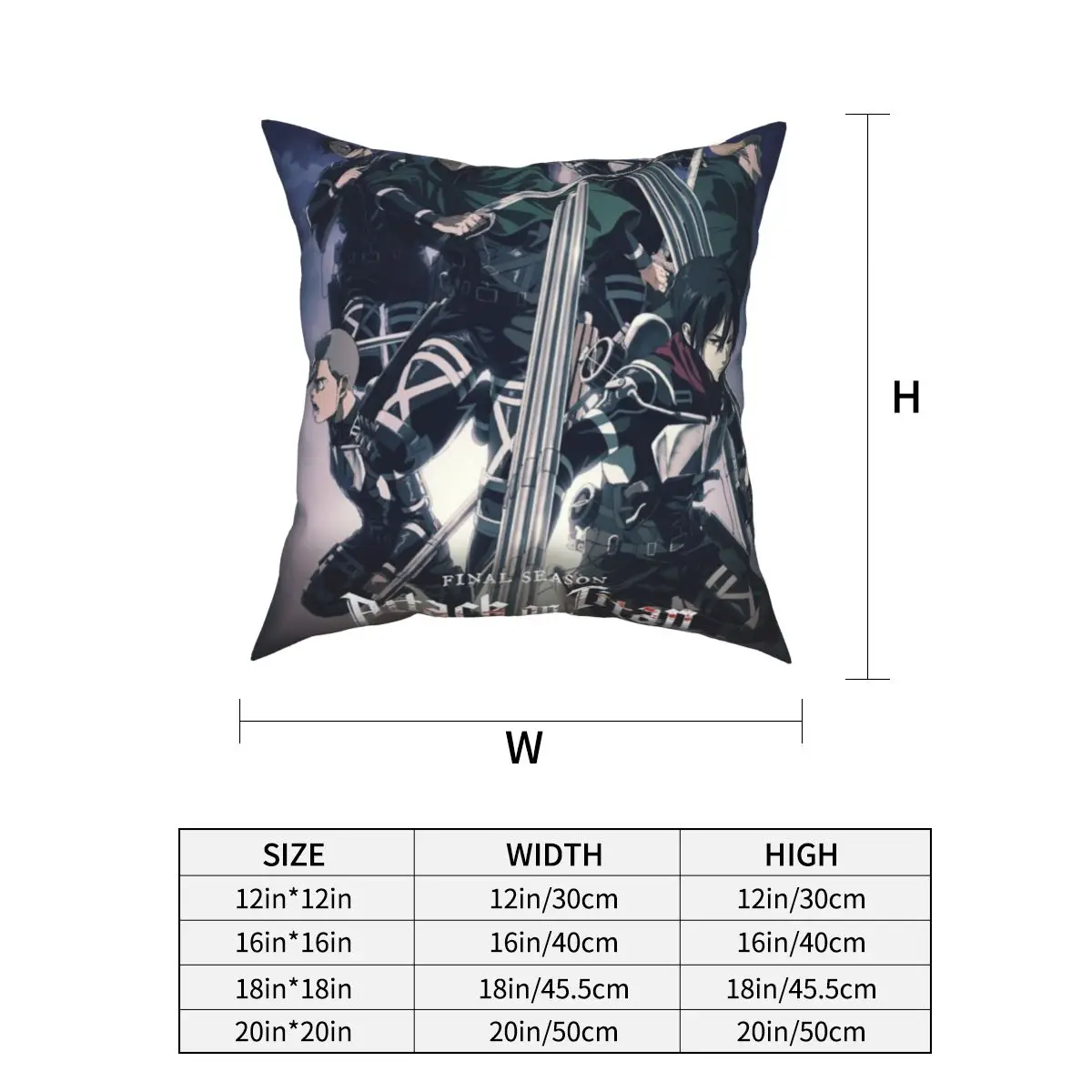 Наволочка на подушку атака Титанов последнего сезона Мягкая декоративный чехол