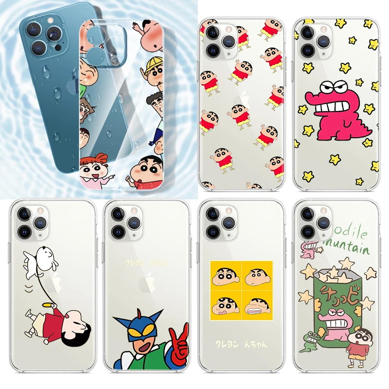 

Cute Cartoon Crayon Shinchan For Apple iPhone 13 12 11 Pro Max Mini XS Max X XR 6S 6 7 8 Plus 5S TPU Soft Transparent Phone Case