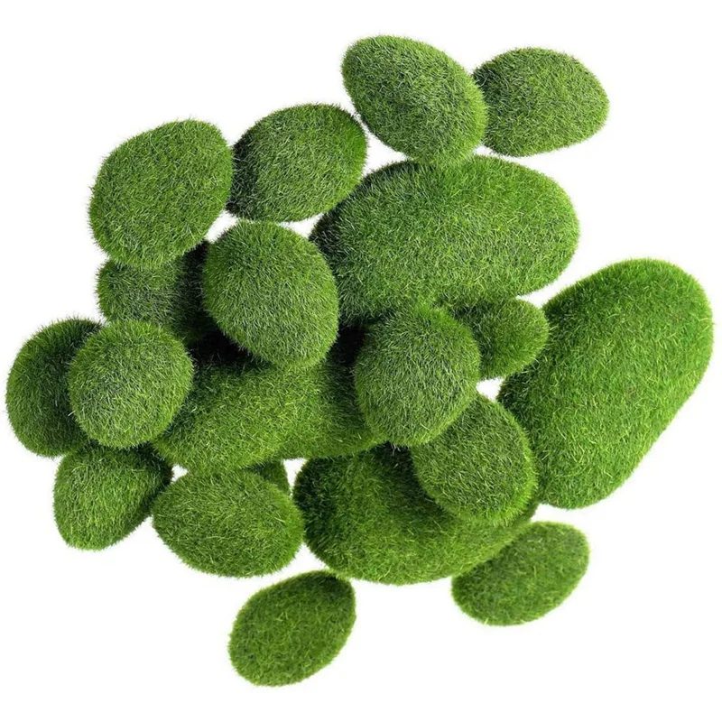 

Artificial Moss Rocks Decorative,Faux Green Moss Covered Stones,Fake Moss Decor for Floral Arrangements,Fairy Gardens