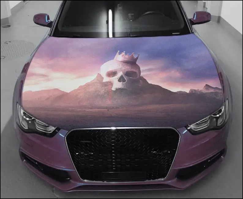 

Skull Car Hood Wrap Full Color Vinyl Decal Skeleton Sticker #9
