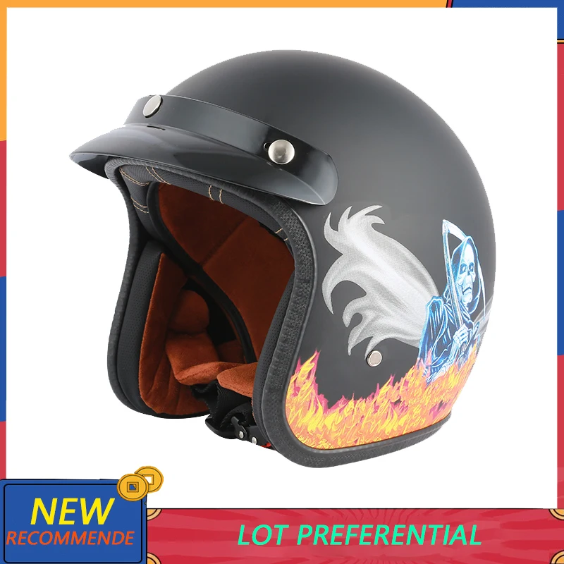 Men & Women Vespa Vintage Motorcycle Helmet Classic Retro Open Face Design Lightweight DOT Certified for Motorbike Cruiser BLD enlarge