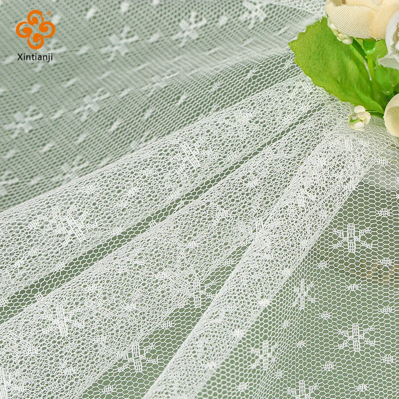 100% полиэстер тонкий тюль фототкань белая кружевная сетчатая ткань детское