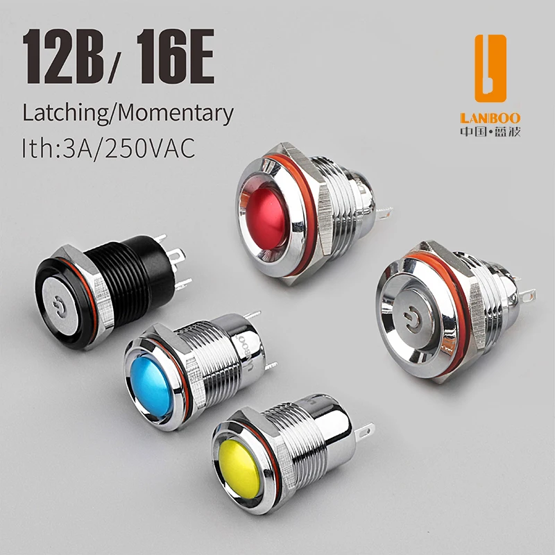 Lanboo12 мм 16 Мини Кнопка переключения кнопки головки из оксида алюминия красный