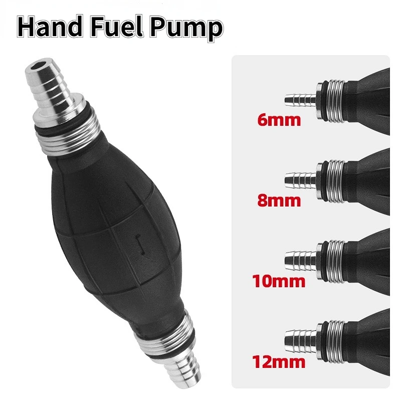 

Universal Hand Fuel Pump Line Rubber Manual Liquid Oil Transfer Pump Petrol Diesel for Car Boat Marine Outboard 6/8/10/12mm
