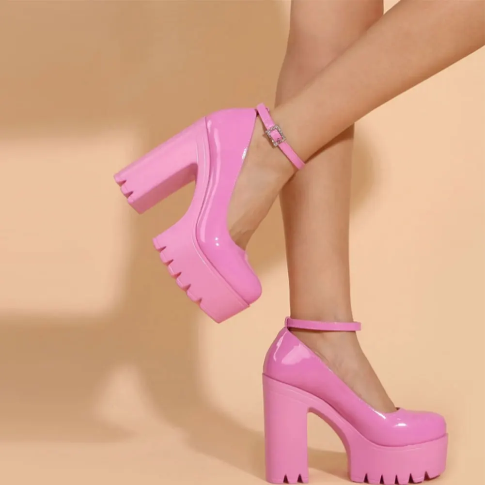 Туфли-лодочки женские на платформе милые туфли массивном каблуке ремешок