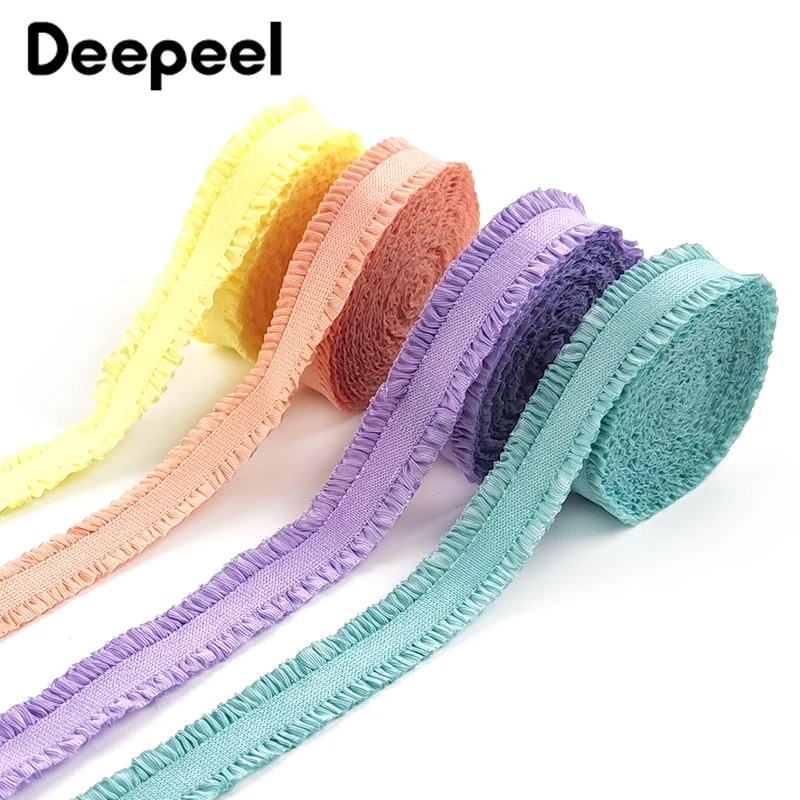

22/45Yards 13mm Elastic Band Double Ruffle Stretch Rubber Band Underwear Bra Strap Clothes Baby Hairband Sewing Accessories