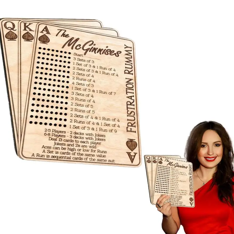 Фото Табло Phase 10-Peg Табло Phase Ten Портативное табло Phase 10 Score Sheets Деревянное многоразовое табло для любых игровых сборов №1