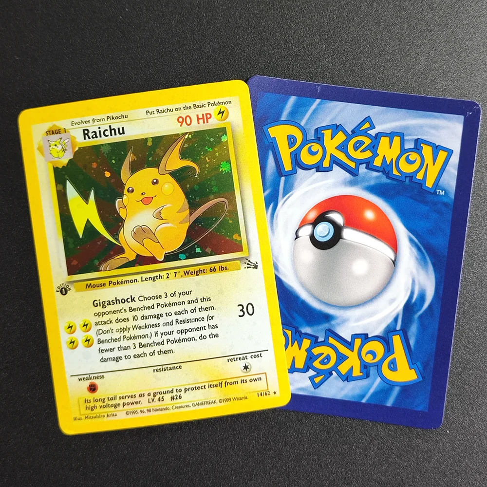 Фото DIY Proxy PTCG 1999, 1-е издание, английский Dragonite Gengar Articuno Moltres Lapras Ditto Raichu Hypno Holo, коллекционная карточная игрушка №4