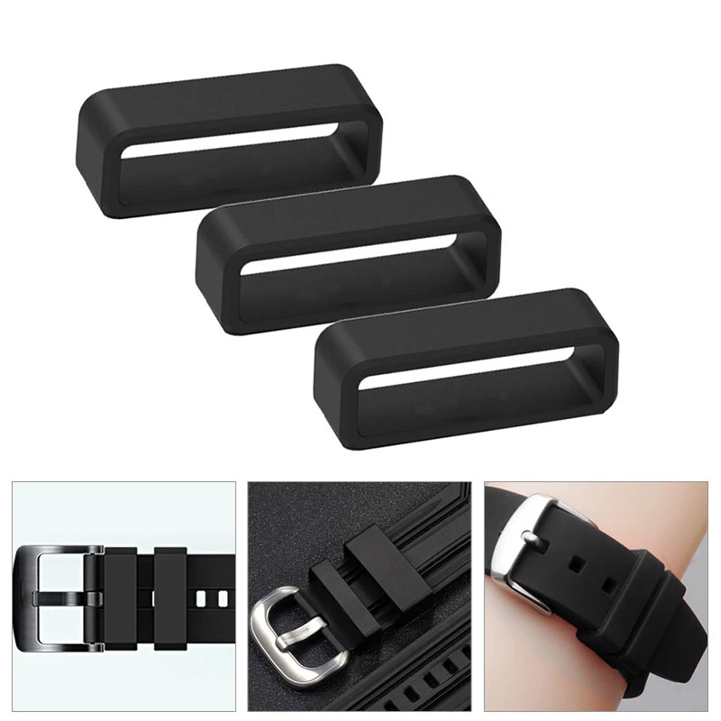 

18 20 22 24 26mm Silicone Strap Loop Ring Rubber Watch Bands Accessories Holder Locker Keeper