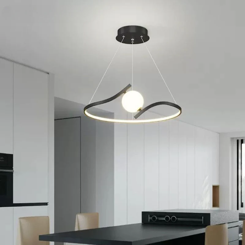 

Art Led Chandelier Pendant Lamp Light Room Decor Minimalist Geometric Line Shape Creative Warm Living Lustre Salon Design Luxe