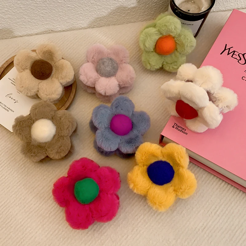 AISHG плюшевые заколки для волос с цветком