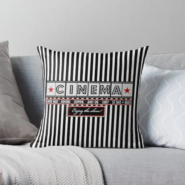 

Movie Theater Striped Cinema Ticket Printing Throw Pillow Cover Sofa Case Decor Bed Office Bedroom Cushion Pillows not include