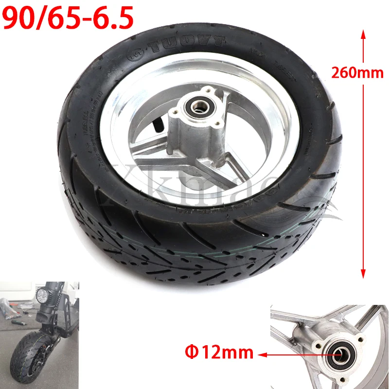 

11 Inch Wheel 90/65-6.5 Tubeless Tire with Aluminum Alloy Rim for Electric Scooter Front Wheels Modification Accessories