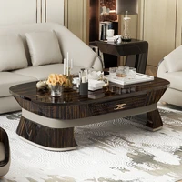 post modern light luxury bugatti solid wood tea table villa luxury large and small apartment type simple living room golden