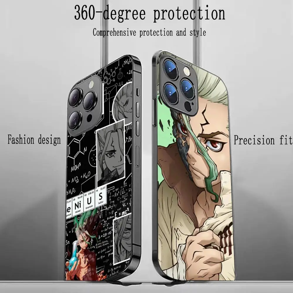 Чехол для телефона Dr.stone Senkuu cool anime man ins iPhone 16 15 14 13 12 11 Plus Mini Pro Max Limited мягкий черный