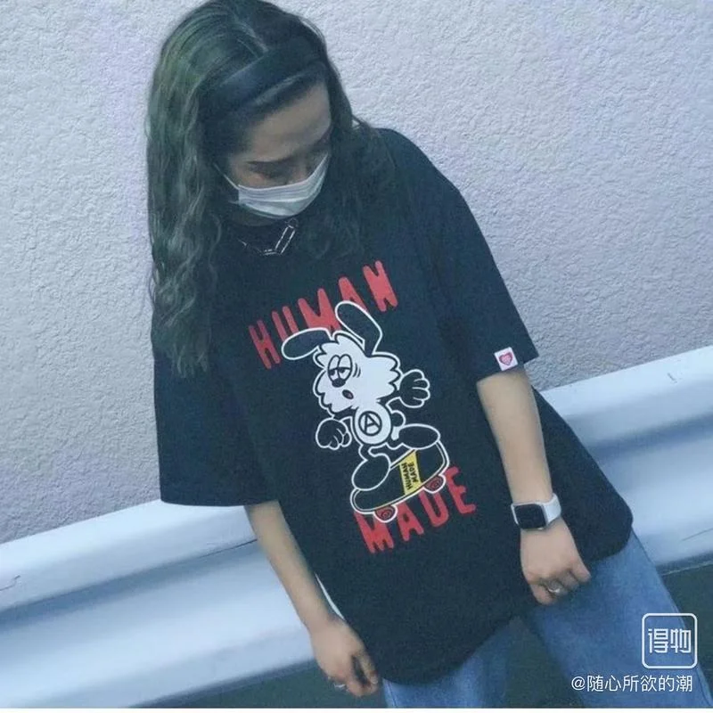 

22SS Cartoon Pattern Print 100% Cotton EU Size HUMAN MADE T Shirt Men Women Casual Summer Skateboard Stranger Things