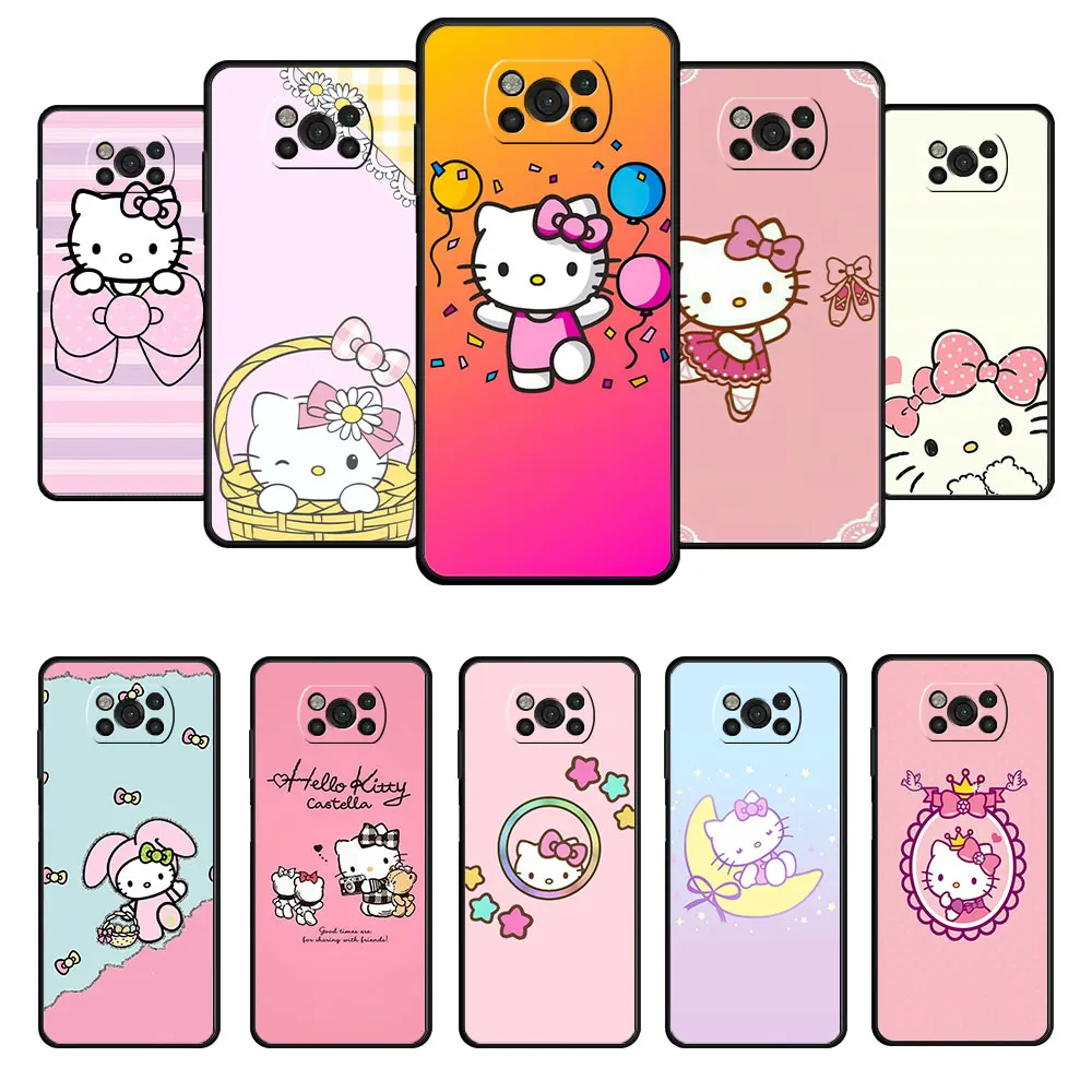 

Case For Xiaomi POCO X3 NFC X4Pro M3 C40 for Mi 12 11 10 10T 8 Note10 Lite 11Ultra 11T Hello Kitty Flower Basket Ballet Shoes