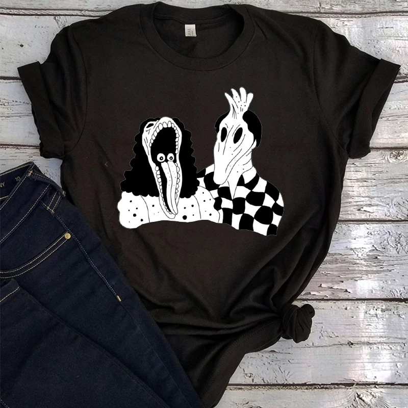 

Women T Shirt Beetlejuice 80s Tops Cartoon Shirts for Women Kawaii Vintage Clothes Beetlejuice T-shirts Gothic