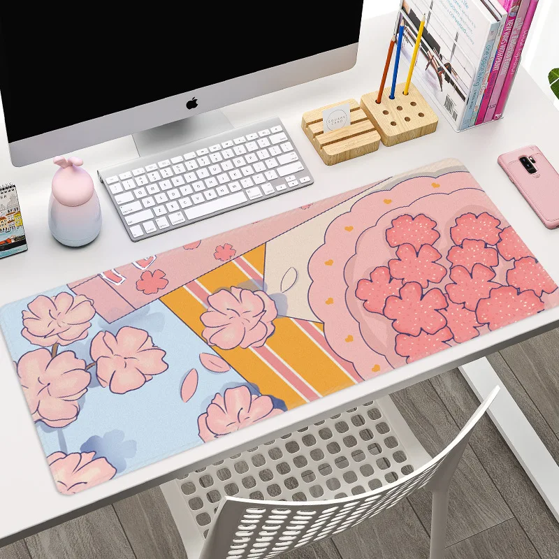 

800*300*3mm Large Pink Mousepad Gamer Cute Kawaii Gaming Mouse Pad Rubber Otaku Locking Edge Fashion Laptop Notebook Desk Mat
