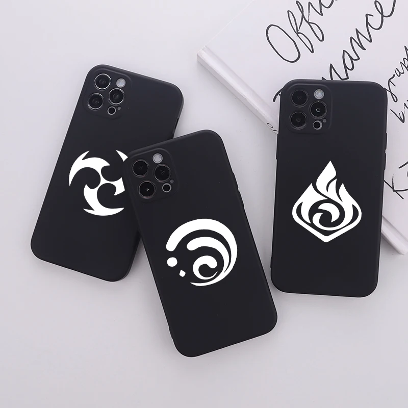 

Simplicity Genshin Impact Game Phone Case For iPhone11 12 13 Pro Max 14Pro Plus XS XR Liquid Silicone Phone Cover
