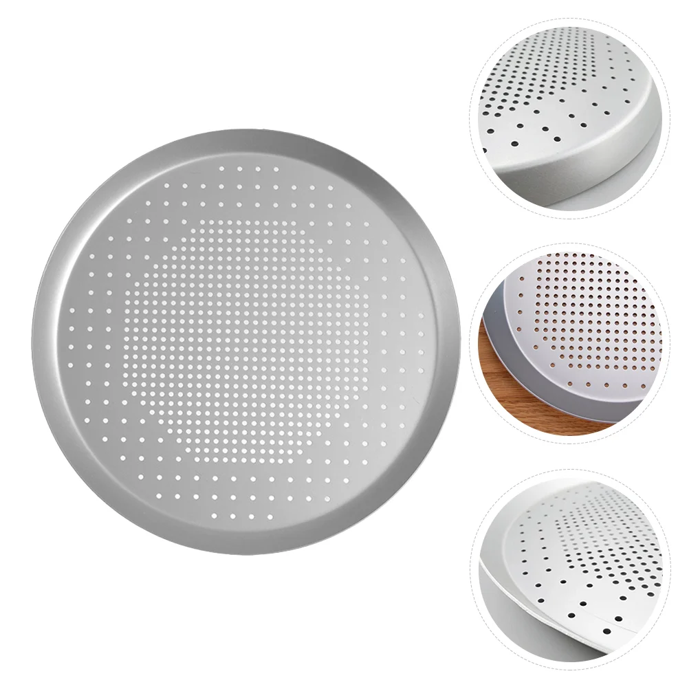 

Pizza Pan Tray Baking Oven Round Perforated Holes Crisper Alloy Platter Aluminum Non Bakeware Stick Metal Bread Plate Nonstick