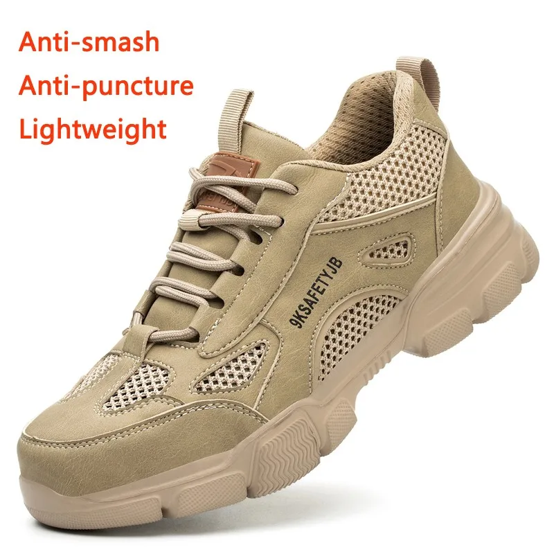 

2023 New Safety Shoes Summer Anti Impact And Anti Puncture Steel Toe Protective Lightweight Breathable Men's Sneakers