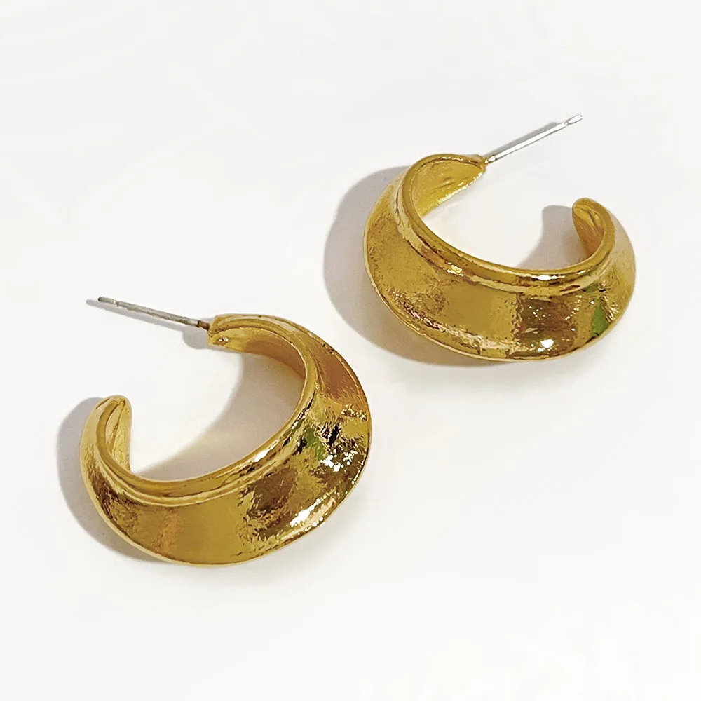 

Peri'sBox Chic Gold Color Small Open Hoop Earrings for Women Statement Geometrical Earrings Minimalist Metal Brass Earrings 2019