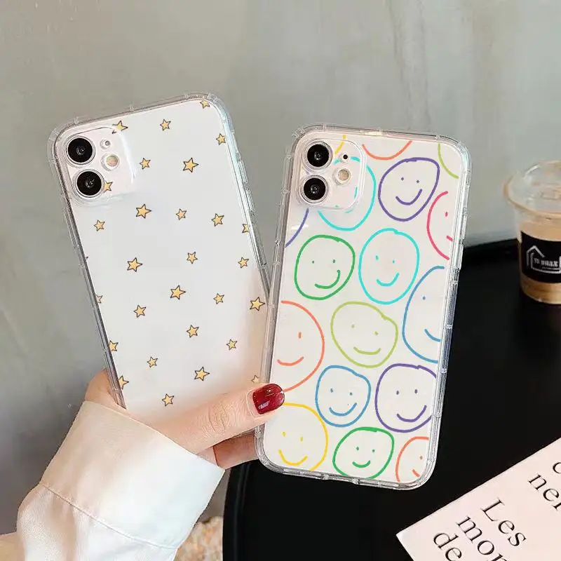 

Small Pattern Transparent Case For iPhone 6 SE 2020 8 Plus 11 12 13 Max Pro Mini X Xr Xs 7 7P 6 6s 7jnt Funda Silicone Slot PVC