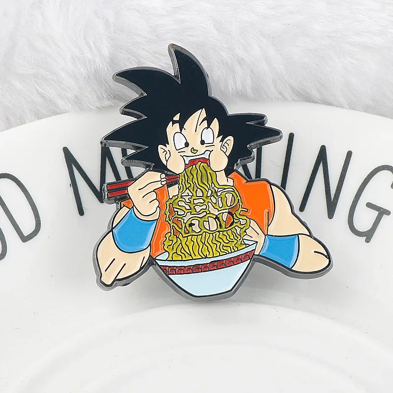 Dragon Ball Son Goku Lamian Лапша Металлическая Брошь Аниме Периферийный Значок Рюкзак Сумка