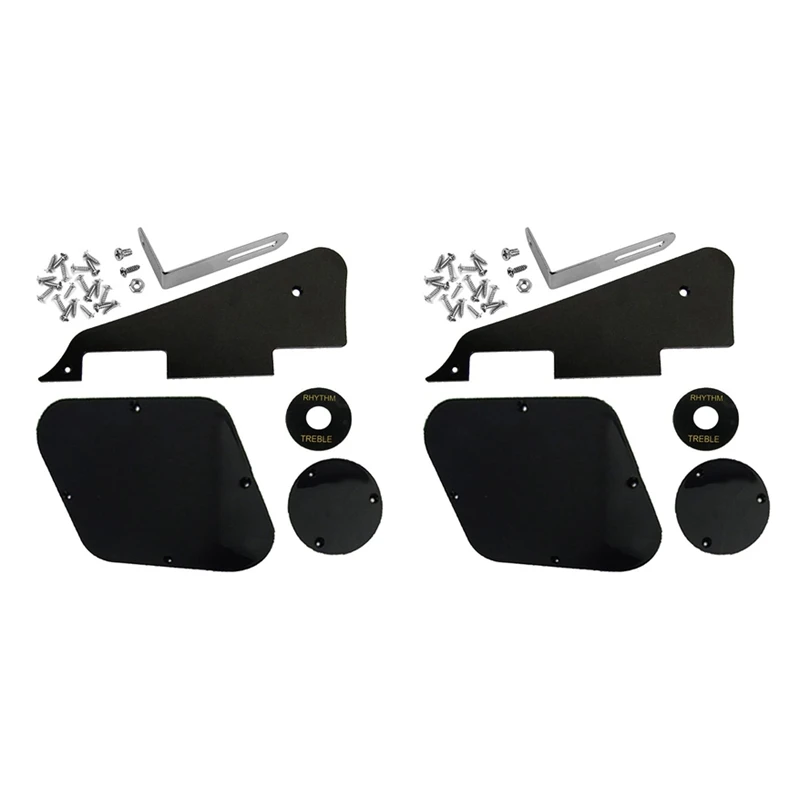 

2Set Black Pickguard Cavity Switch Covers Pickup Selector Plate Bracket Screws Fit Les Paul Guitar Style Kit
