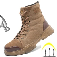 new safety shoes boots men military boots outdoor work boots steel toe shoes plus velvet winter boots puncture proof boots men